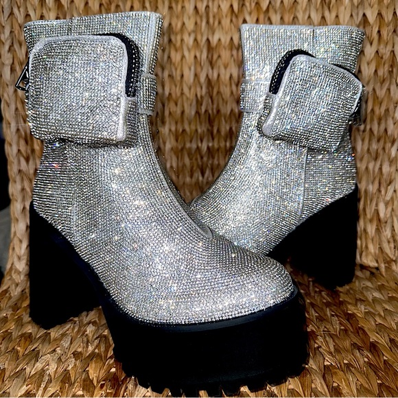 New Rhinestone Platform Boots - Picture 2 of 7